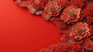 中式红牡丹喜庆装饰图案