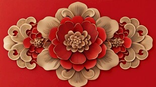 中式立体繁花装饰图案