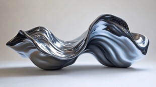 银色波浪形金属艺术摆件