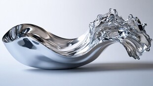 银色金属艺术波浪雕塑