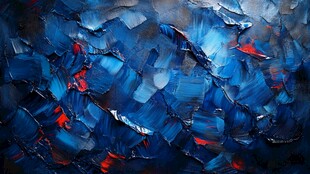 蓝色抽象笔触艺术画作