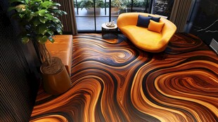 创意波浪纹木质客厅地面