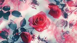 浪漫红玫瑰花卉背景图