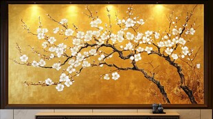 金色梅花壁画 优雅家居装饰