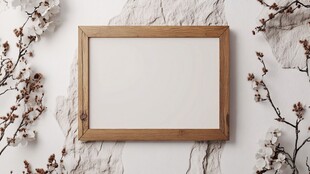 木质相框配春花装饰背景