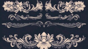 复古花卉装饰图案设计元素