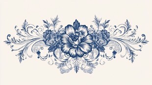 蓝白花卉精美装饰图案
