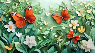 纸艺花园中的灵动蝴蝶