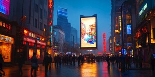 都市繁华夜景街道人群