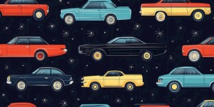 复古汽车星空图案背景