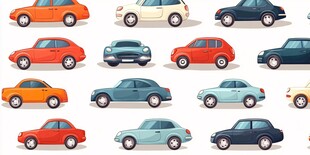 多彩复古汽车插画