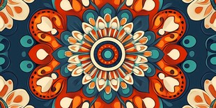 多彩曼陀罗花纹饰图案