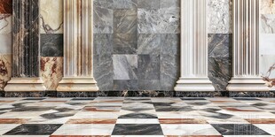 奢华大理石柱与拼花地板