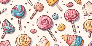 多彩美味糖果无缝图案