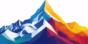 多彩几何风格壮丽山峰