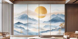 中式山水背景墙 雅致空间