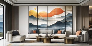 现代中式客厅山水装饰画