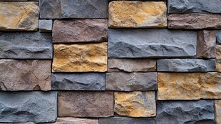 多彩石砌墙面纹理特写