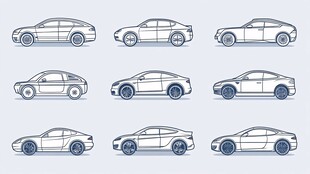 多款汽车侧面轮廓线条图
