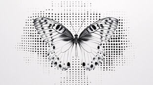 黑白半调蝴蝶艺术图案