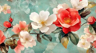 复古风花卉图案精美画作