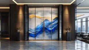 大气山水艺术玻璃入户门