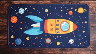 儿童太空主题火箭图案地垫