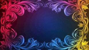 绚丽多彩花纹边框背景图