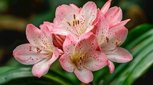 娇艳粉色斑点花朵特写