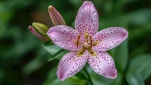 粉色斑点百合花特写