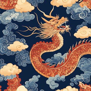 祥龙云海中式传统图案