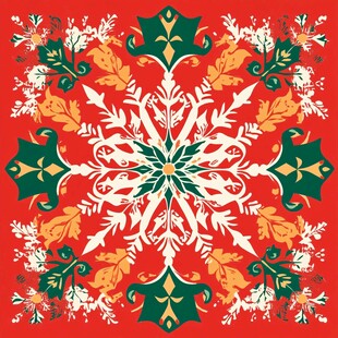 圣诞风花卉雪花图案设计
