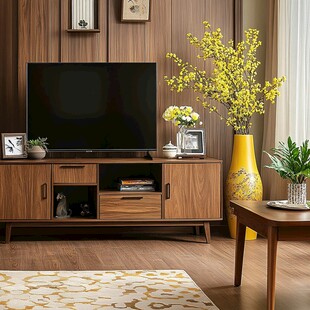 现代风客厅电视柜装饰一角