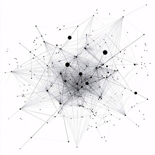 黑白点线构成的抽象几何图形