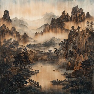 水墨山水间的诗意画卷