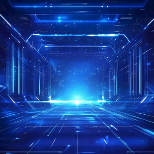 科技感蓝色未来空间通道