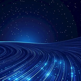 梦幻蓝色星空与流动光线