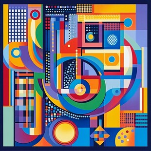 多彩几何抽象艺术画作