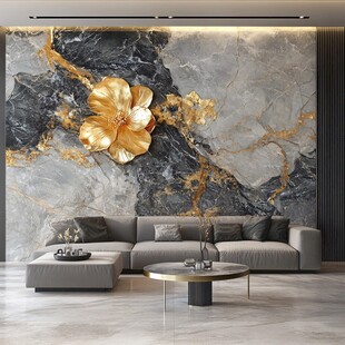 奢华大理石金花纹客厅背景墙