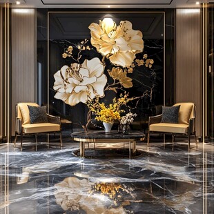 奢华客厅的花卉艺术装饰