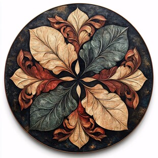 圆形叶纹装饰画