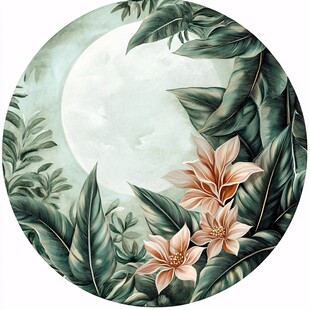 月夜下的花卉绿植插画