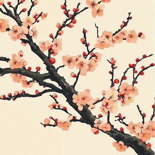 水墨红梅枝头绽