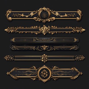 欧式古典黑金装饰边框集