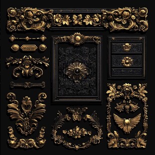 欧式金色奢华装饰元素集合