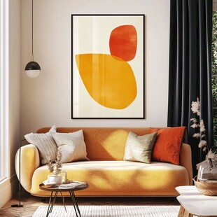 简约客厅中的几何艺术挂画