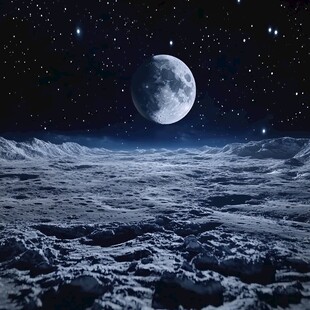 月球表面星空夜景图