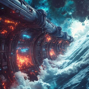 星际列车穿梭云海宇宙间