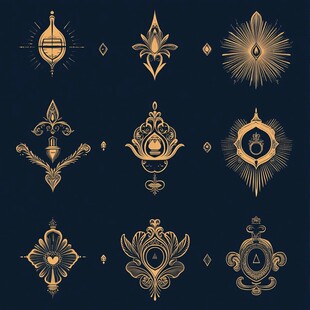 复古金色华丽装饰图案集合