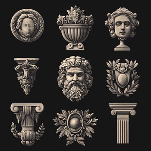 古典雕塑装饰元素集合